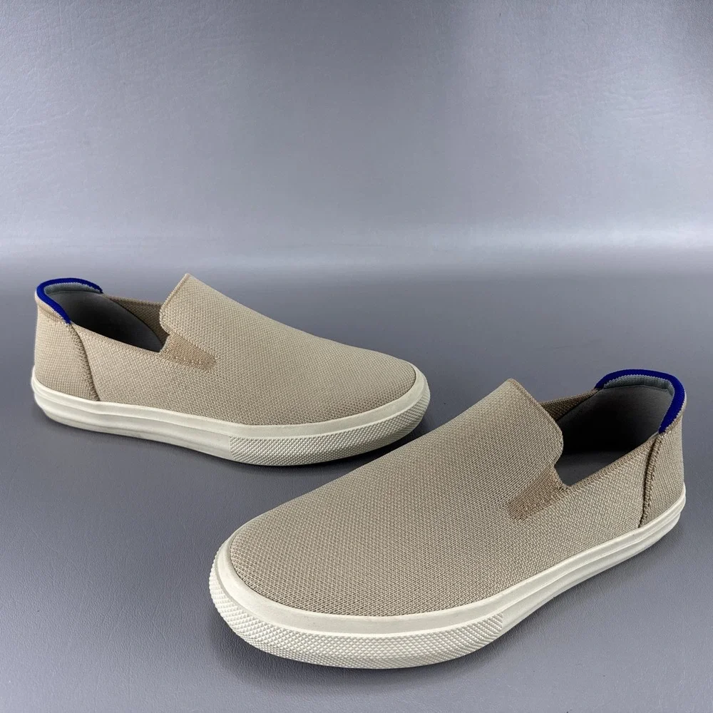 Rothy's The Original Slip On Sneaker Tan Blue Women Sz‎ 8.5 Mens 7 Basic Neutral